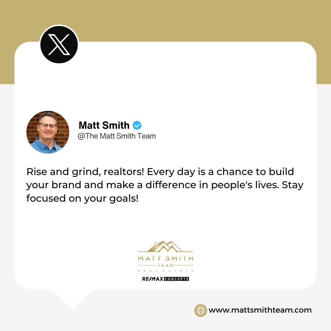 Embrace each new day as an opportunity to build your brand, impact lives, and achieve greatness in the real estate world. Stay laser-focused on your goals, and success will be yours! 💪🏡 

#RealtorMotivation #BrandBuilding #MakeADifference #GoalGetters