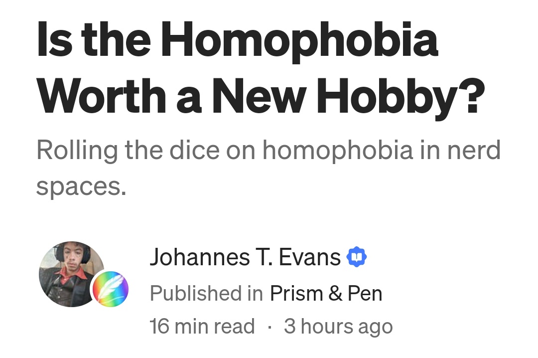 JohannesTEvans's tweet photo. I wrote about experiencing homophobia in nerd and boardgame spaces for @prismnpen!
 https://t.co/WNH1K28ABt https://t.co/QfosaI6bei