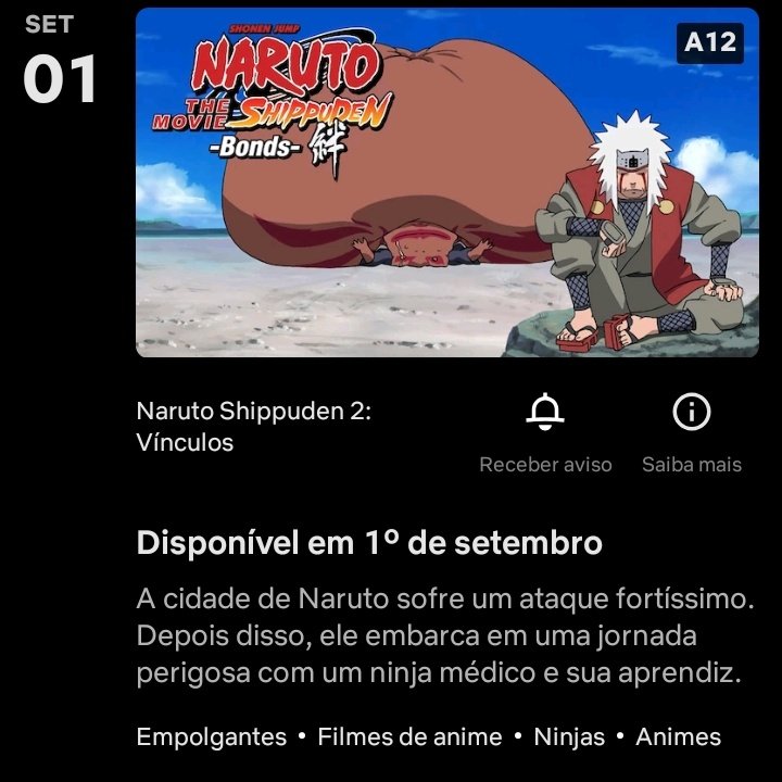 Portal Netflix BR  Fan Account on X: - Naruto Shippuden: Laços - Naruto  Shippuden: Os Herdeiros da Vontade do Fogo - Naruto Shippuden: Prisão de  Sangue - Naruto Shippuden: A Torre