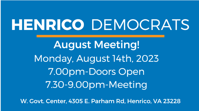 🌠PLEASE JOIN US!!🌠 Henrico County Manager, John Vithoulkas, will be with us. What better opportunity to hear about the challenges facing Henrico and the prospects for the future - and to see how you can get involved? 💙Our meetings are open to the public & all are welcome💙