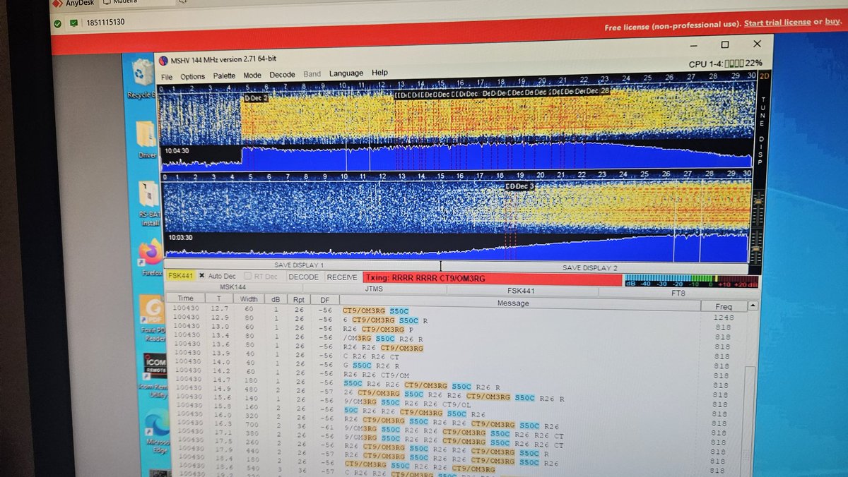 Another great MS QSO... S50C 3096km
Best reflection more than 25s...