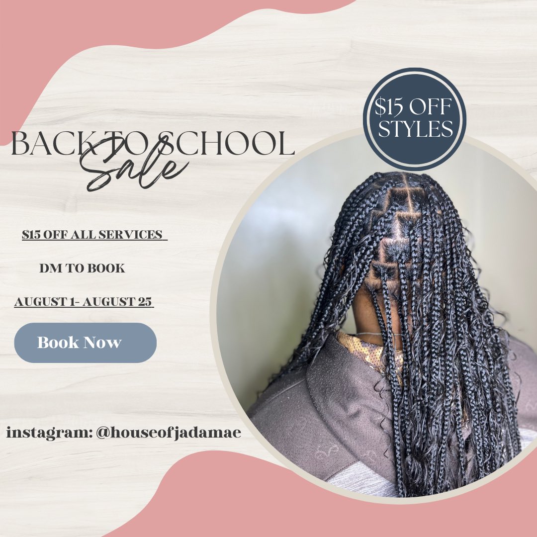 justjadamae's tweet photo. Back to School Sale 💗
business instagram page: @houseofjadamae
💗DM TO BOOK💗 
#htxhairstylist #houstontexas #pvamu #backtoschoolsale #fyp https://t.co/5m3c41H3LI
