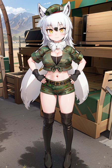 AI描きプログラムでホッキョクオオカミのミリタリー姿を作ってみました#けものフレンズ #AIイラスト #AIart 