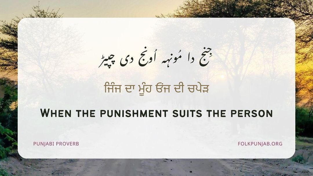 'jinj da munh, onj di chapairr' (Punjabi saying)

#PunjabiProverbs
