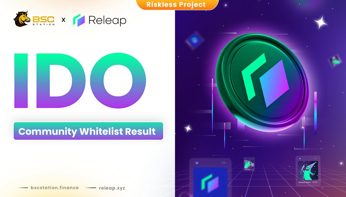 BSCS_Global's tweet photo. ⚠️ @Releap_IO IDO Community Whitelist Results ⚠️

📣 The winners list for the IDO Community Round of @Releap_IO on @bscstation is OUT NOW!

👉 Find your luck in the Winner list: https://t.co/Q6OwiixEmm

Detail: https://t.co/St5qc9scmk https://t.co/XBEHxbSBwB