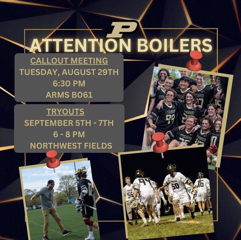 Save the dates! Your favorite lacrosse team is back for a new year with new guys. Callout meeting is August 29th, followed by our tryouts from September 5th - 7th. If you have any questions, fill out the recruiting link in our bio to receive more information. #mcla #boilerup