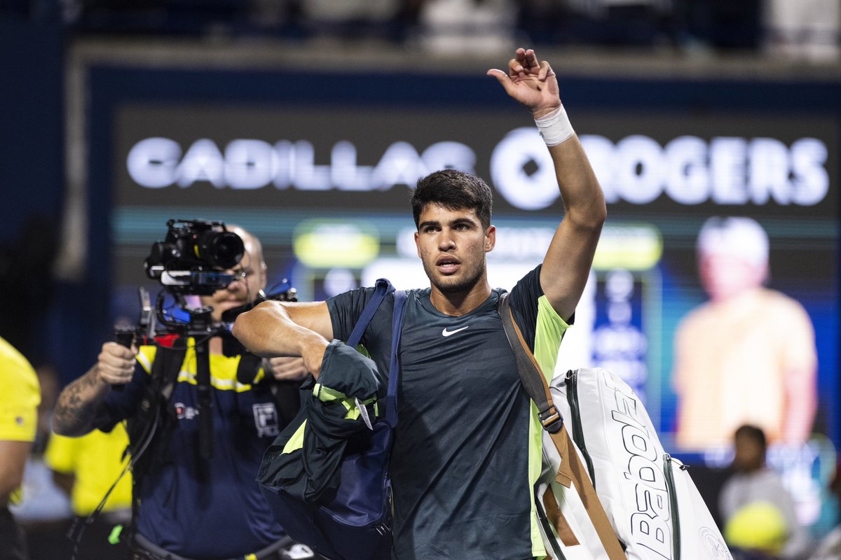 carlosalcaraz's tweet photo. Thank you Toronto for the support this week! ❤️🇨🇦 I loved playing here! Last night it was not to be! 🥲Congratulations @TommyPaul1 for the win! Time to think about Cincinnati! ✈️

📸 @atptour https://t.co/qexP2wXfiM
