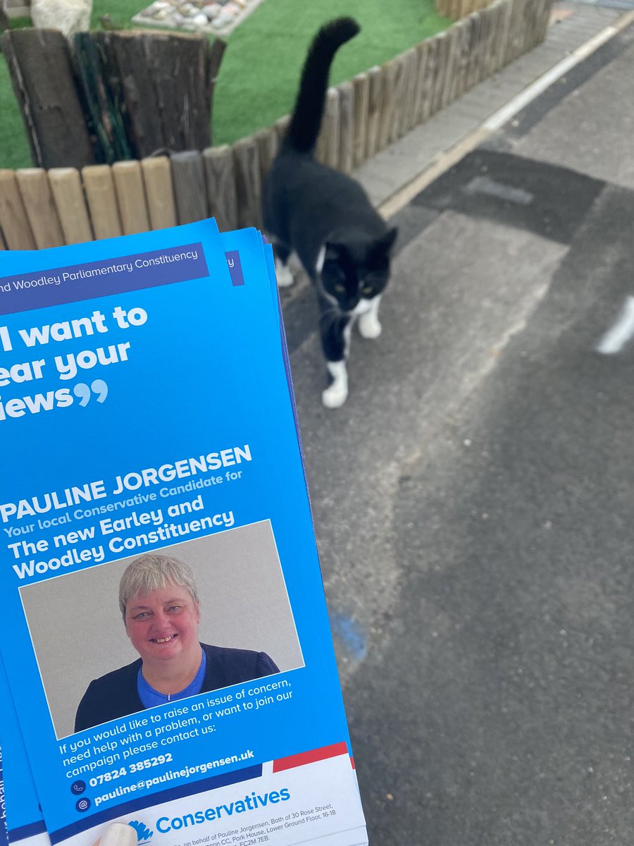 Out chatting to Woodley residents about our General Election candidate Pauline Jorgensen and all her hard work locally. @CanvassingCats