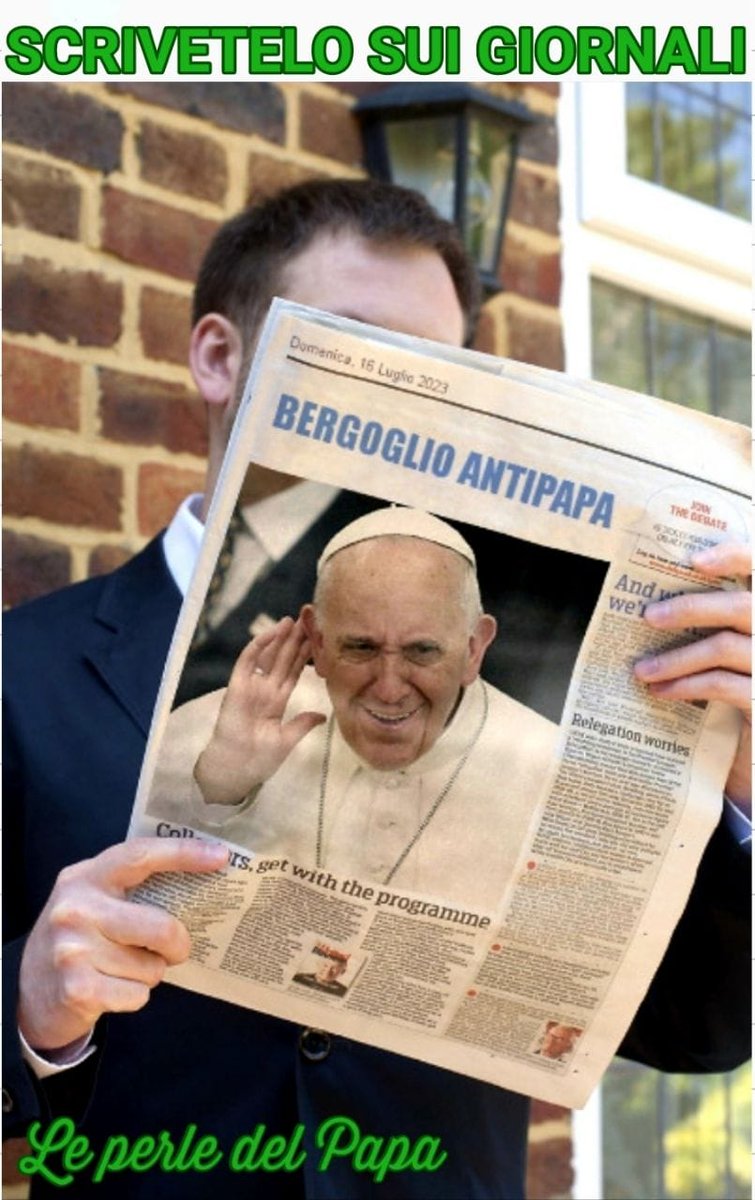 AngeMar1177's tweet photo. #bergoglio
é un antipapa perché non canonicamente eletto
is antipope as he wasn't canonically elected.
es un antipapa porque no fue elegido canonicamente.
#codiceratzinger #ratzingercode #codigoratzinger
@TaylorRMarshall @el_pais @elmundoes @EpochTimes @ProtecttheFaith @BBCNews https://t.co/Ji4tRmUTM7