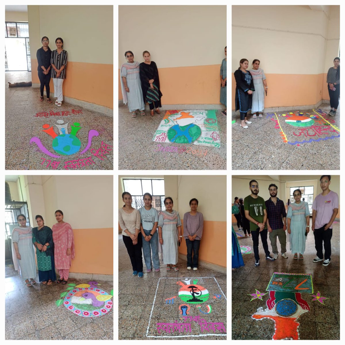 UniversityJammu's tweet photo. Department of Commerce, University of Jammu organized Rangoli Competition to commemorate the 77th Independence Day on the theme “India @ 2047”,  in which six teams comprising 3 to 5 students participated. 
@OfficeOfLGJandK https://t.co/Bsx38rPeQP