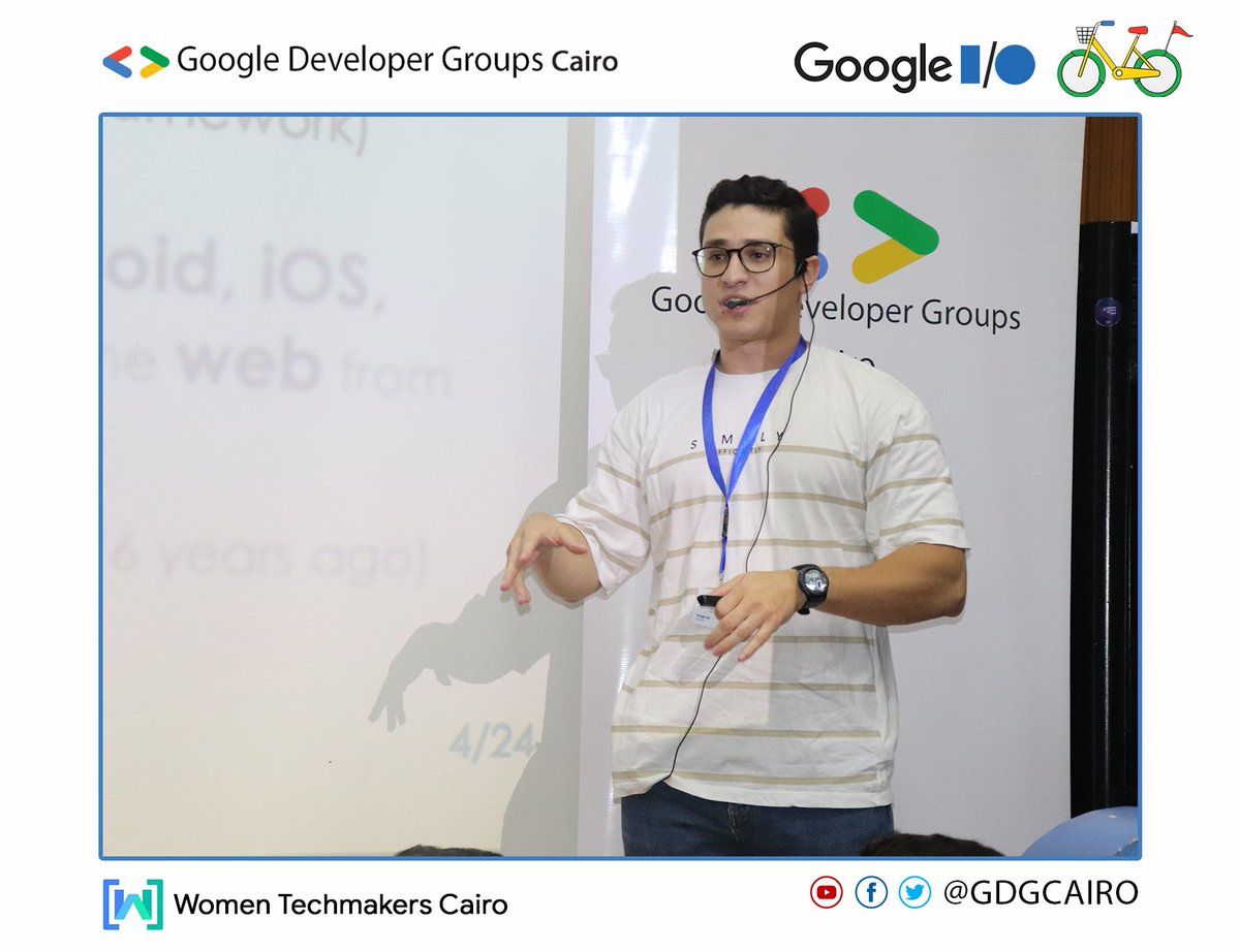 GDGCairo's tweet image. Abdullah Mansour is now on stage to tell us  &quot; new features in flutter and how flutter acquired cross platform market &quot; 
Abdullah is👇
●IT Entrepreneur.
●Founder of Mansour Academy
●CTO at Helpoo
●Software Instructor 
●More than 60k student around the world

#IOExtended23