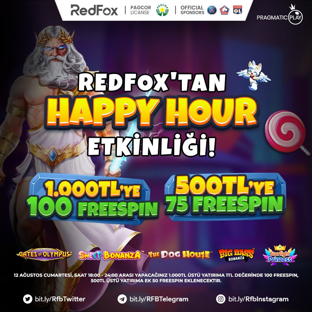 redfoxgiris's tweet photo. 🦊 #HappyHours #Redfox'da yaşanır!

🎯 12 #Agustos #Cumartesi , saat 18:00 - 24:00 arası yapacağınız 1000₺ üstü yatırıma 100 #freespin 500₺ üstü yatırıma 75 #freespin sizlerle!

📲 #Freespin değeri 1₺ olup , https://t.co/2BV52DOFeR linkimizden 7/24 erişim sağlayabilirsiniz. https://t.co/sugWuYKrfc