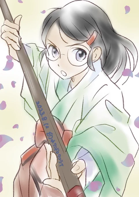 #幻水ワンドロワンライ 第31回お題 地刑星 幻水3よりサナエちゃん 下描きだけで30分以上かかりました…