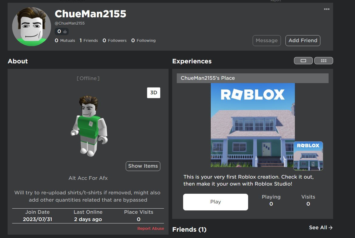FrizyDragon's tweet photo. part 2 has Main account remove this guy off platform
bypass shirt
@GRAVITY_RBX @realRubenSim @Roblox #ROBLOX 
hes probably hes main
https://t.co/X209sE2jPI
hes alt
https://t.co/NHuvNVpVA4 https://t.co/OSdcGMCNxP