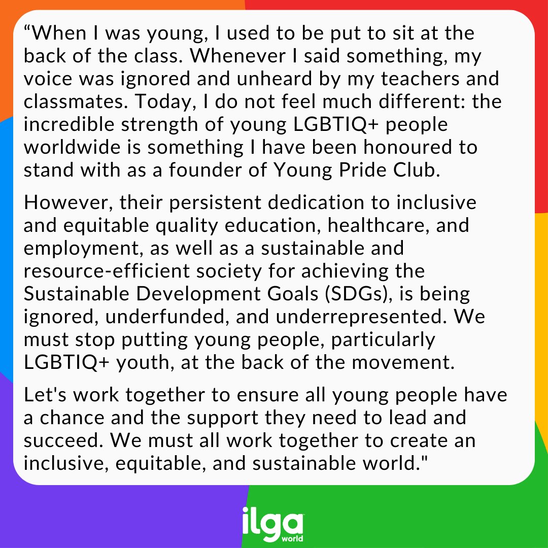 In observance of the theme of this year's International Youth Day, Best Chitsanupong Nithiwana shares her thoughts on the critical need to include LGBTIQ+ youth in advocacy relating to Sustainable Development Goals. Swipe to read her full statement. #InternationalYouthDay