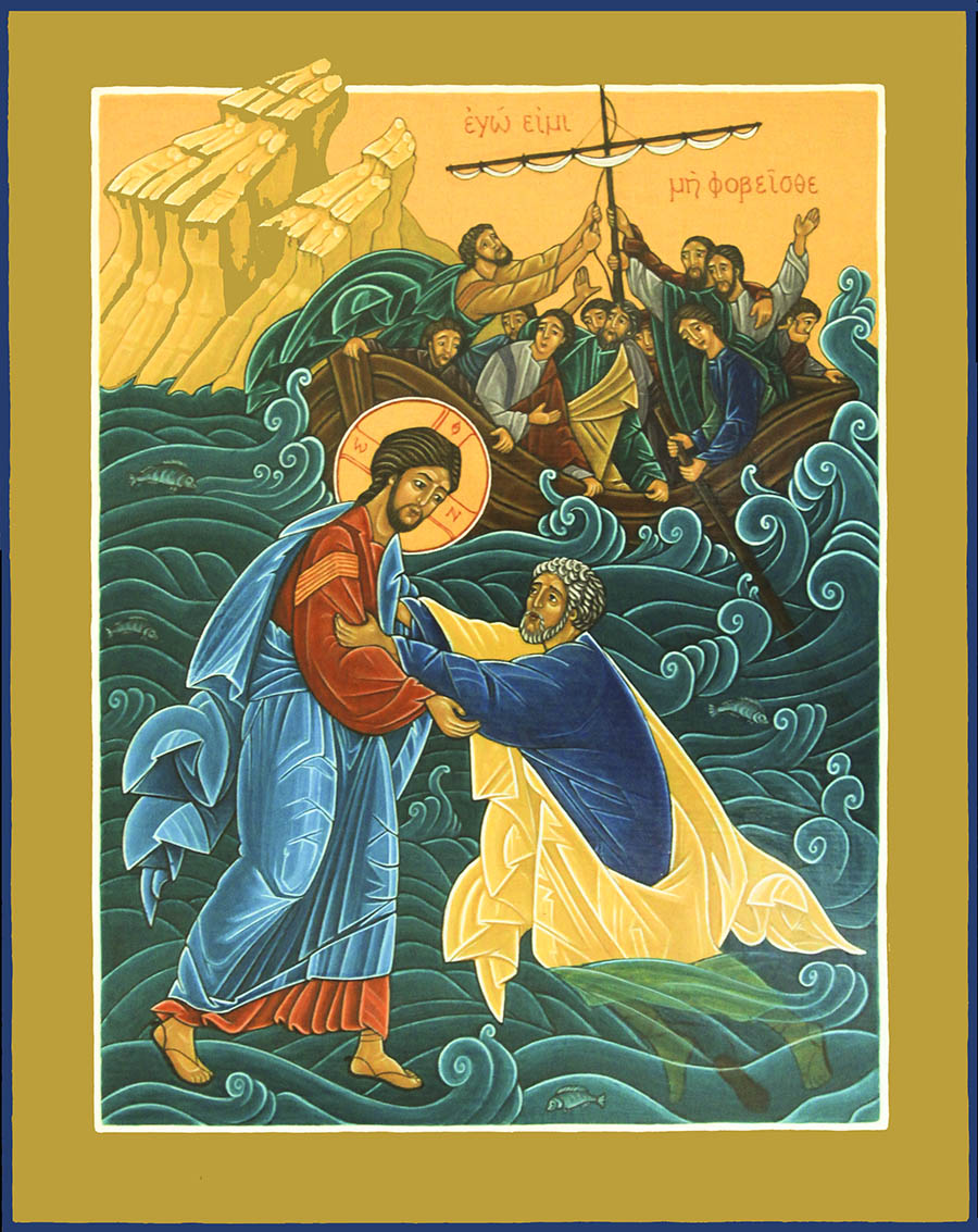 "Immediately Jesus stretched out his hand and caught Peter...'O you of little faith, why did you doubt'?" [Matthew 14:31] 
Gospel reading for #19thSundayinOT 
Let us pray for one another, asking for the grace to live with greater faith, free from fear &amp; discouragement.