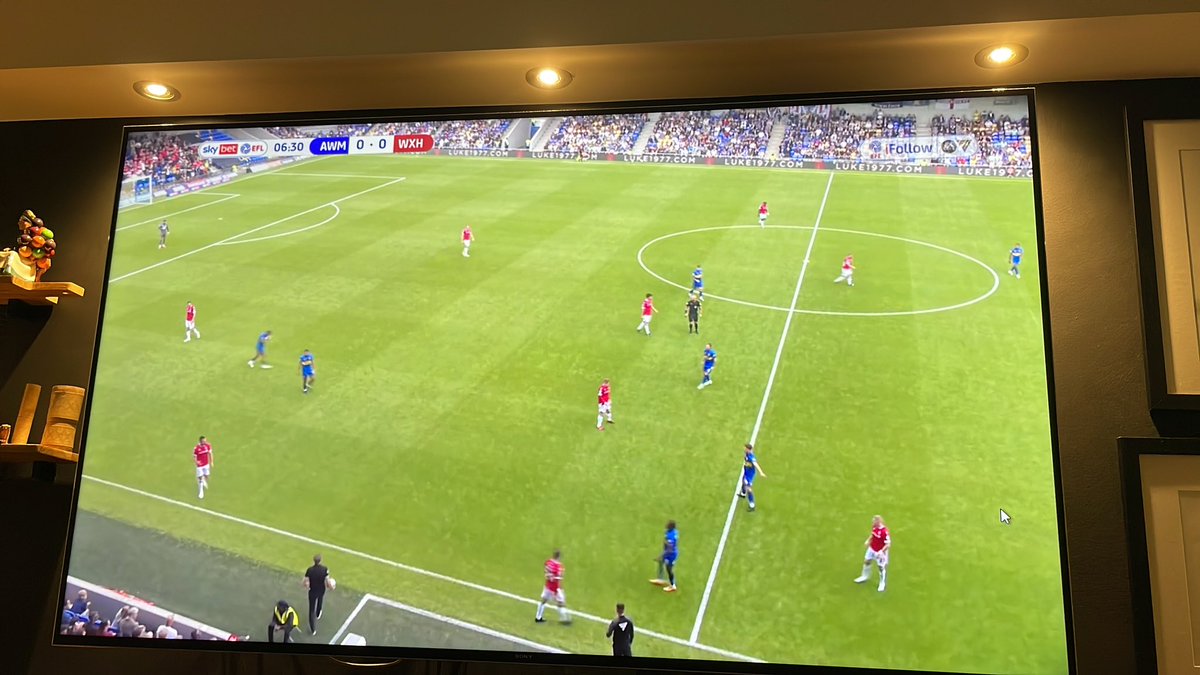 PalmerAussiered's tweet photo. #askwxm another midnight kick off - wonderful in the EFL not to have to watch National league TV Wrexham muted with Mark Griffiths on seperate audio - all synchronised this season! https://t.co/D31SAKxrcT
