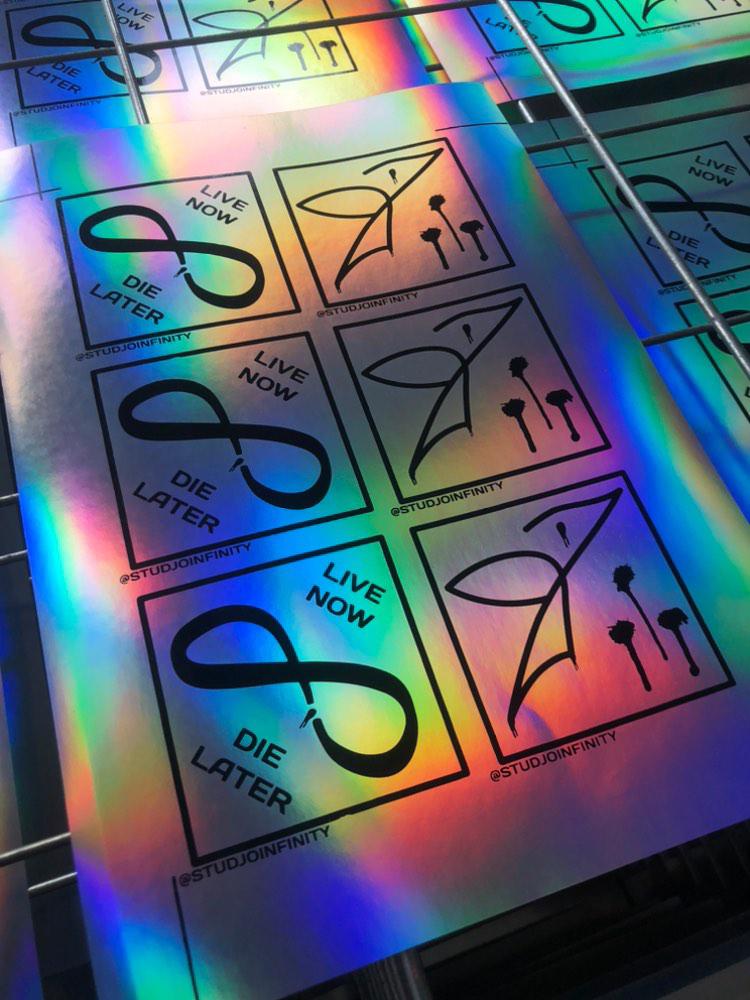 StudjoInfinity's tweet photo. New stickers in the making! I love handwork, therefore I went for screenprinted stickers, what a job they did! WOW!
-->Noreprint studio<--

#ArtistOnTwitter #NFTartist https://t.co/uYjKEzGFD1