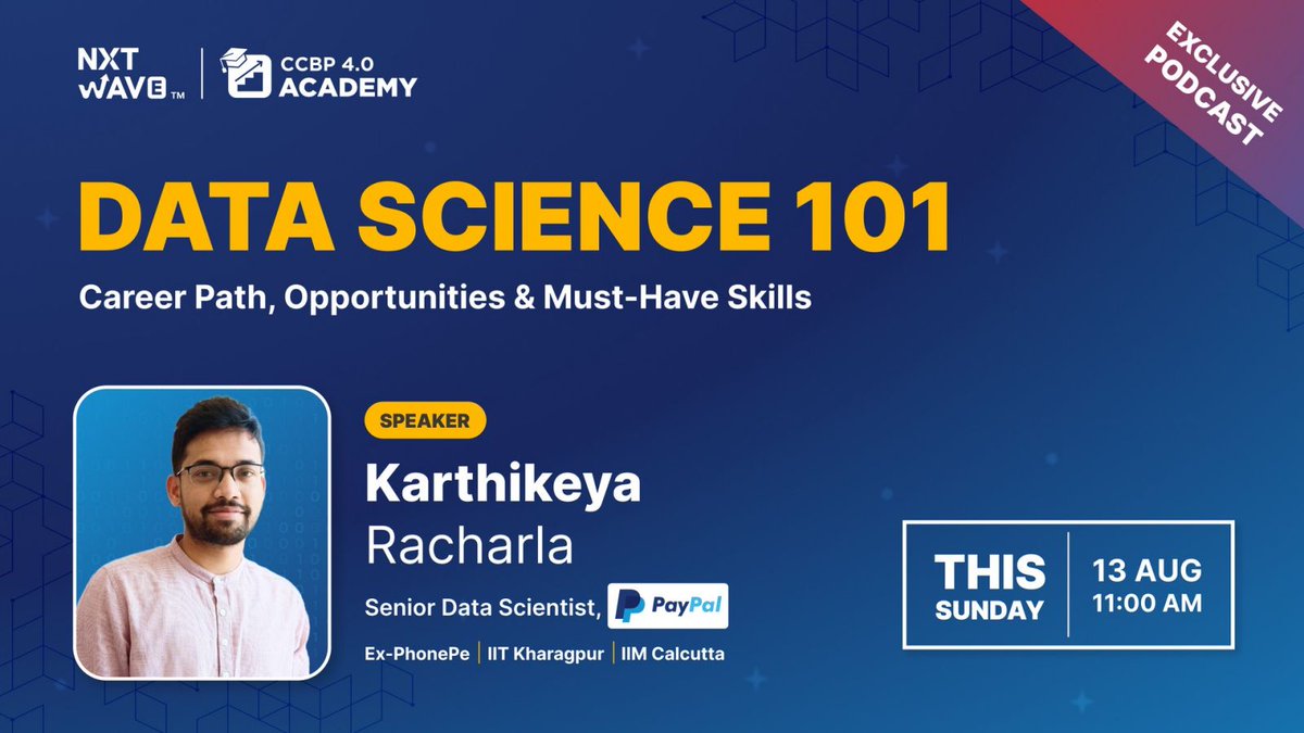 sivaram2424's tweet image. Data Science 101 📊⚙️💻

Exploring New Career Paths and Exciting Opportunities!👩‍💻👨‍💻

This Sunday! Exclusive Podcast for CCBP Academy Students!🌟✨💫

#DataScience101 #CareerOpportunities #CCBPAcademy #NxtWave #CCBP #DataScienceCareers #DataSciencePodcast #TechEducation 
#Data⚡
