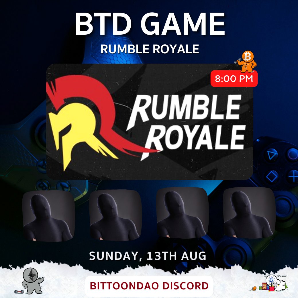 BitToonDAO's tweet photo. 📢Join #BTDGame to win the mysterious prizes through the 🩸 Rumble Royale ⚔️game!

👉Join at the link: https://t.co/sUP005Vf0G

📌 TONIGHT !!!🌙
🕗See you at 8 p.m. 🎉, Guardians!

#BitToonDAO #BitToonDAOGame #NFTCommunity #Rumble #RumbleRoyale https://t.co/9vTPpJ5Kvh