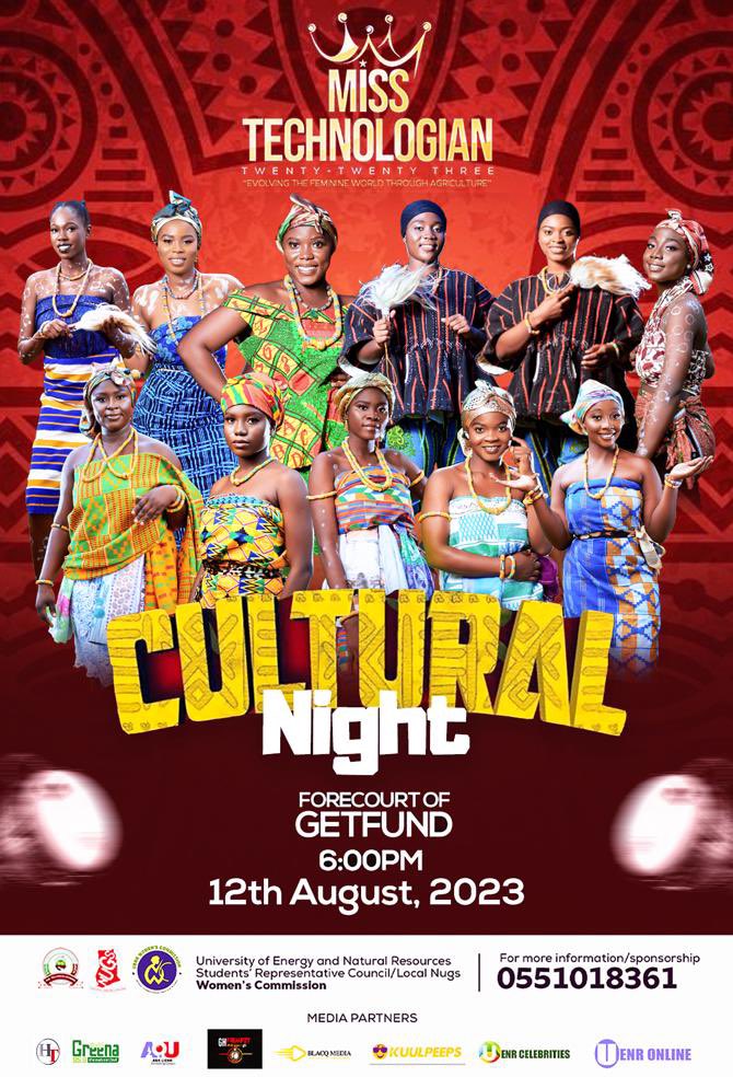 *The long awaited Cultural Night is here 🎊🎊🎊Come as our Queens 👑👸take us through the different cultures in Ghana*🎊🎊*Evolving the feminine world through Agriculture #MissTech this August#*🎊🎊