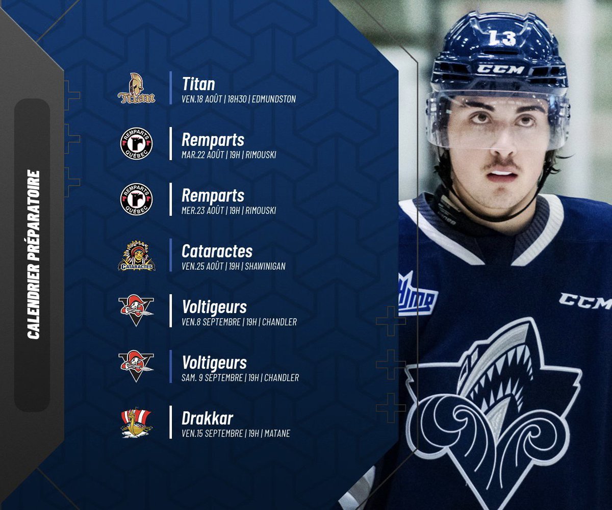 oceanicrimouski's tweet photo. Voici le calendrier préparatoire de l’équipe de toute une région! 🏒

Une visite à Edmundston durant le camp des recrues, 2 matchs en autant de soirs au Colisée Financière Sun Life face aux Remparts, une rencontre en Mauricie, un retour à Chandler et à Matane! 🔥

🌊 #GoNicsGo https://t.co/30ILMEc0Ty