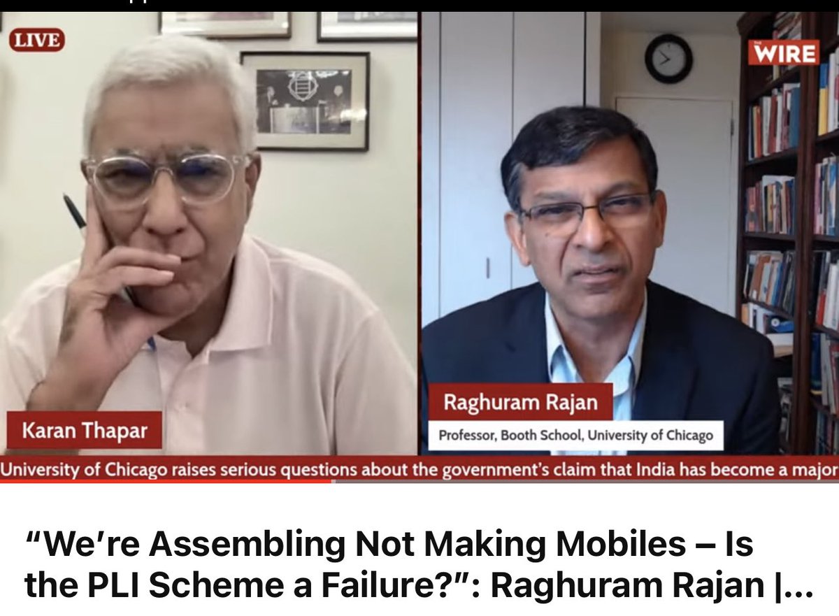 aftabcalm's tweet image. Our make in India story:
Assembling adds 4% value to mobile. Govt gives 6% PLI subsidy. So 100 import + 6 subsidy results into 104 export. In essence, it means 2% net loss on mobile assembly. The resultant export is 2% less than import on this count.👇
youtube.com/live/t4pd7BVJ5…