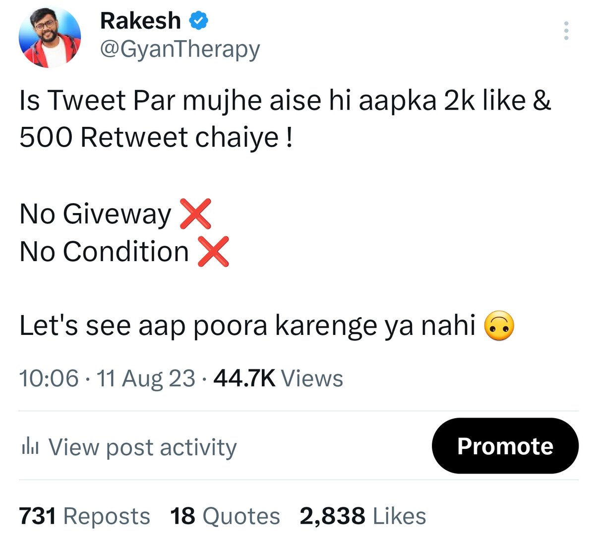 GyanTherapy's tweet photo. Agar kisi ke man me aa raha hai ki maine ye tweet kiya hi kyun ?
Aise koi bahut special nahi lakin phir bhi bata deta hoon nahi to baat man me rah jayegi ......
Actually mai Twitter par kuch Promotional Tweet ke bare me Soch raha tha .......
Phir socha Twitter par abhi tak alag se earning ke liye kabhi kaam kiya nahi just aapke sath Baat karna - sunna isiliye aata hoon 😃

Phir kal socha ab Kya karoon Decision kaise liya jaaye ?

Phir ye tweet kiya aur Socha agar Target poora ho gaya to twitter earning abhi phir cancel - Baad ki baad me sochenge !

Thank You Dil se aap sabka Bina condition is support ke liye 🤗