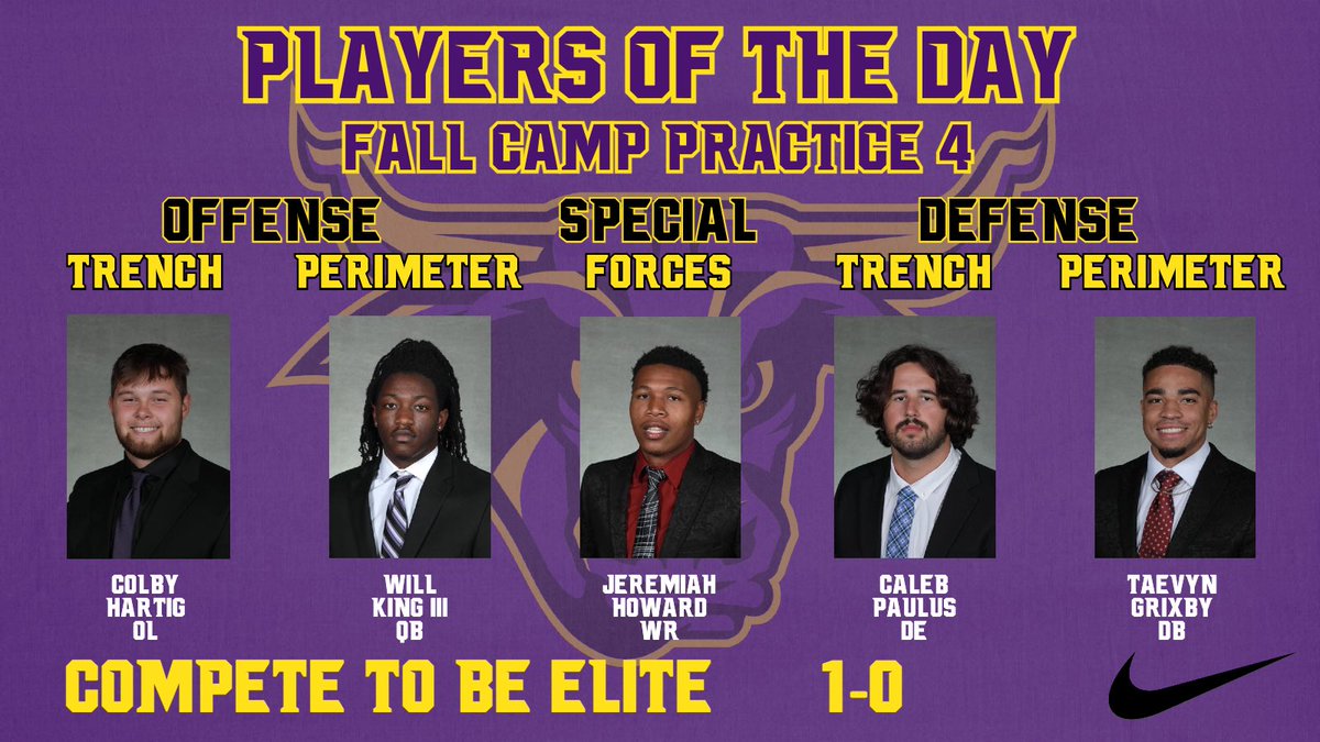 Maverick Football Scoop (@maverick_scoop) on Twitter photo There were a lot of candidates for the Player of the Day’s for practice 4, but these men stood apart
@colbyjhartig <a href="/thatboy_Will10/">Will King III (WK3)⚜️</a> <a href="/JayH0W19/">Jeremiah Howard®️</a> <a href="/caleb_paulus/">Caleb Paulus</a> <a href="/TaeGrix/">TaeVyn Grixby</a>
#MakeTheJourney #HornsUp #RollHerd #WAR #C2BE 1-0! There were a lot of candidates for the Player of the Day’s for practice 4, but these men stood apart
@colbyjhartig <a href="/thatboy_Will10/">Will King III (WK3)⚜️</a> <a href="/JayH0W19/">Jeremiah Howard®️</a> <a href="/caleb_paulus/">Caleb Paulus</a> <a href="/TaeGrix/">TaeVyn Grixby</a>
#MakeTheJourney #HornsUp #RollHerd #WAR #C2BE 1-0!