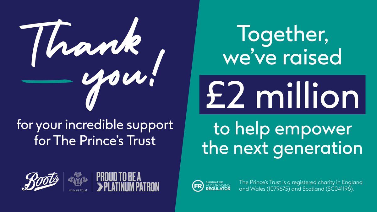 We're committed to transforming the lives of young people, so we want to say a HUGE thank you to our customers &amp; team members because together, we've raised £2,000,000 for @princestrust since 2019!

Learn about our partnership this #InternationalYouthDay: rb.gy/7vqri