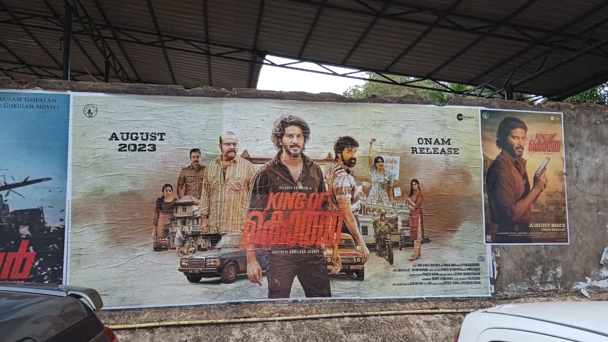 .@dulQuer 's BIGGIE #KingOfKotha Wall Posters Pasted Allover Kerala.. 👏🏻🔥 Record BREAKING Release on August 24th..Onam..🤞🏻👍🏻 Trailer got SUPERB reception..👌🏻 #DulquerSalmaan @DQsWayfarerFilm @zeestudiossouth #KOKMovie