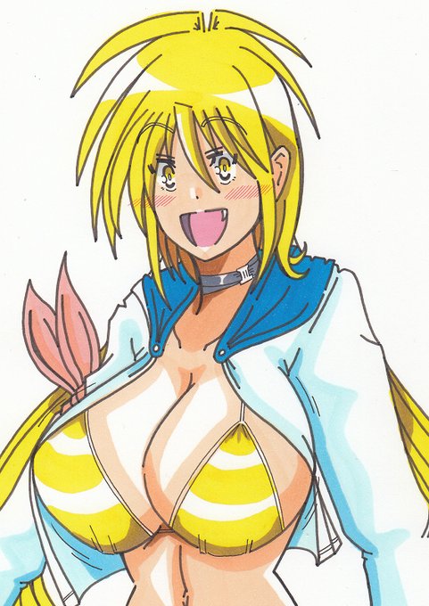 新しい水着でニコニコなさっちんを描きました。 