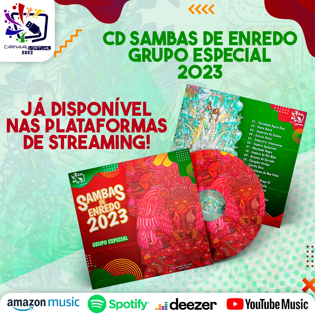 carnavirtual's tweet photo. APERTA O PLAY E VEM SAMBAR! 🔊

Já está disponível o CD com os Sambas de Enredo 2023 do Grupo Especial.
Acesse a sua plataforma de streaming e confira todas as faixas!

👇🏼 https://t.co/3KEDc00YkD