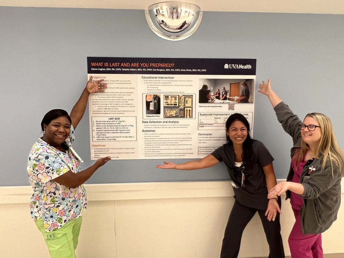 nelkassabany's tweet photo. very proud of @BrittanyDeiling and AshleyShilling from @UVARegional @UVaAnesthesia for collaboration with our periop nursing to make this educational video about LAST @ASRA_Society @ESRA_Society @KohanLynn 
https://t.co/b8ah5oH4bP @ASALifeline @uvahealthnews https://t.co/1gPxT8DKsi
