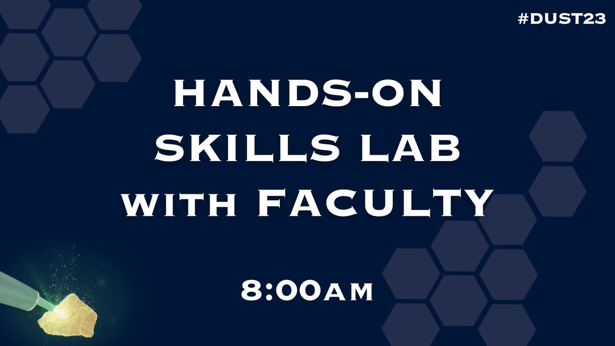 dustcme's tweet photo. The Hands-On Skills Lab is about to start! Both sessions will take place in Salon VI, the schedule is as follows:
Station 1-3: 8:00am-8:45am
Station 4-6: 8:45am-9:30am
We can't wait to see you there! #DUST23 #DUSTCME https://t.co/M8lpvEZUf0