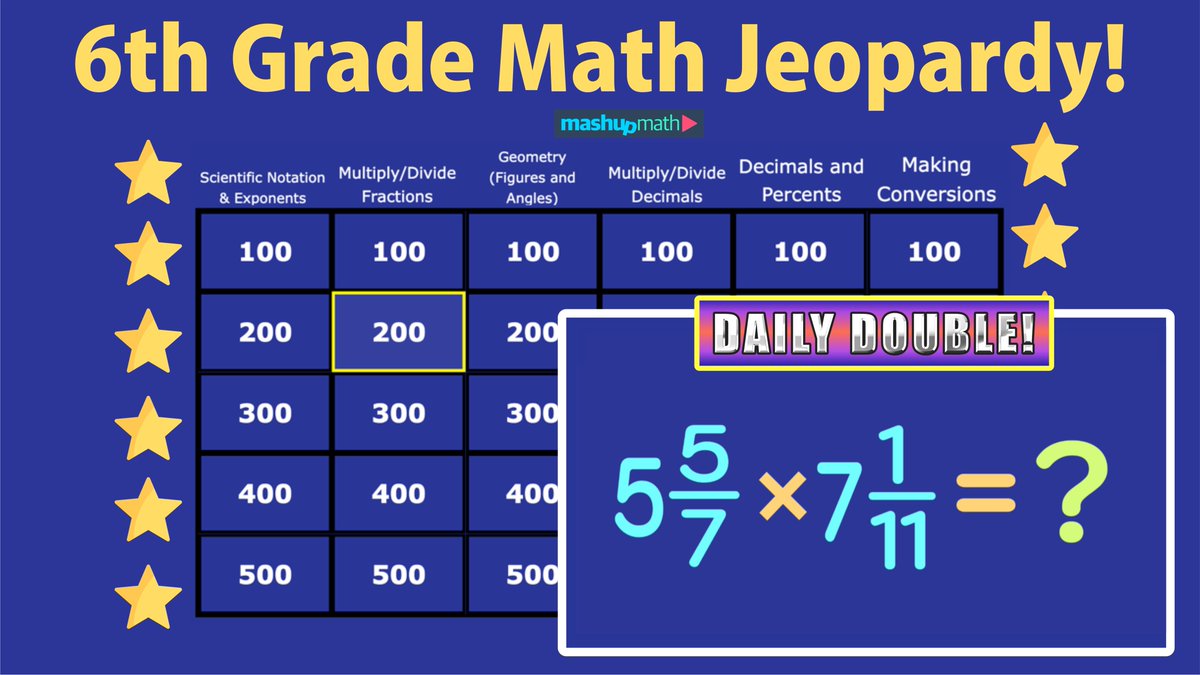 Are you ready to review?

Free 6th Grade Math Jeopardy Game: mashupmath.com/6th-grade-math…

#6thchat #elemmathhcat