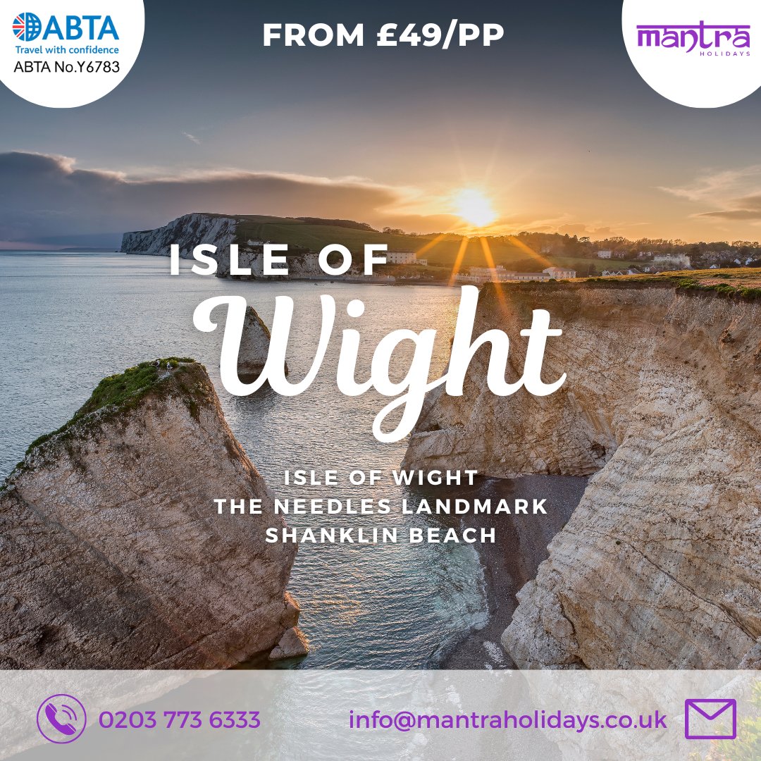 Escape to a Seaside Paradise on the Spectacular Isle of Wight! 🏝️✨ 

Book today from just £49 per person!
mantraholidays.co.uk/Tour/ISLE-OF-W…

#YourTravelMantra #UKTrip #IsleofWight #Travelling #TravelUK #Shanklin #VisitIsleofWight