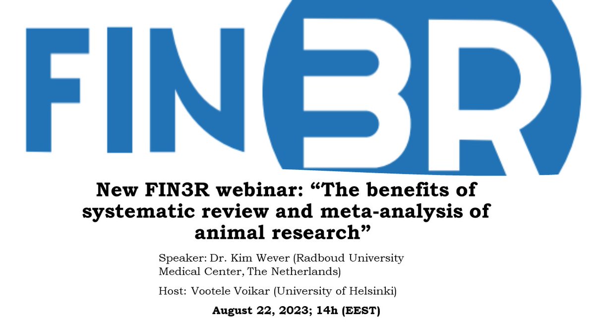 Join us tomorrow! #fin3r webinar on systematic review and meta-analysis starting at 14.00 (EEST) ⬇ ⬇ ⬇ fin3r.fi/en/news