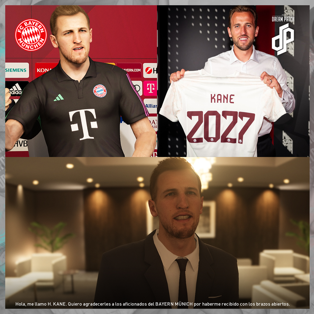 PESDreamPatch's tweet photo. 🗣️ "Harry #Kane passt perfekt zur DNA des FC Bayern." 
El @FCBayern  y @PESDreamPatch encantados de presentarles a 𝐇𝐀𝐑𝐑𝐘 𝐊𝐀𝐍𝐄 @HKane  

#FCBayern #bayernmunich #ServusHarry
#PesDreamPatch #PES2021 #efootball
NUEVA BETA en PATREON: https://t.co/lzHygsLJ6w https://t.co/dHyiu5iReT