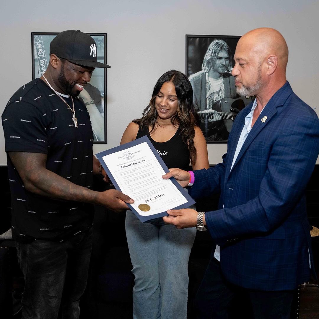 50cent's tweet image. Today was officially Curtis 50 Cent Jackson day in Hartford CT. The energy was so good, it made me remember why I moved to CT. #bransoncognac #lecheminduroi
