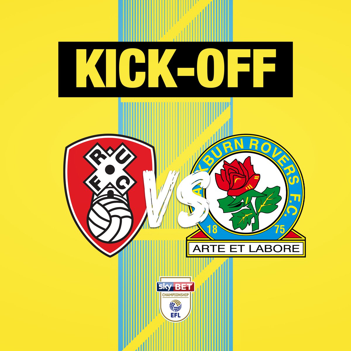 Rovers's tweet photo. ⏱️ Second-half: 🏭 #RUFC 1-0 #Rovers 🌹

Back underway at the New York Stadium. Let's step it up, lads! 😤

#ROTvROV 🔵⚪ https://t.co/IDf2EhdTbC