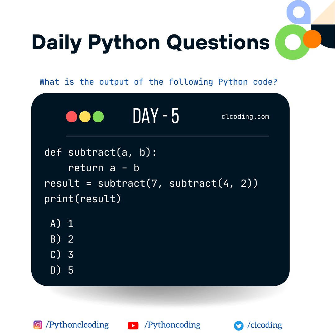 clcoding's tweet image. What is the output of the following Python code?