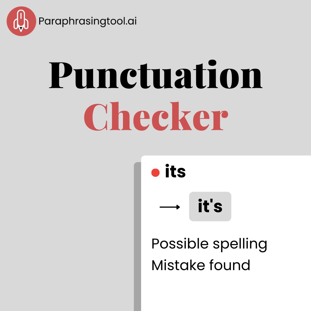 ParaphrasingAI's tweet photo. Say hello to our 𝐏𝐮𝐧𝐜𝐭𝐮𝐚𝐭𝐢𝐨𝐧 𝐂𝐡𝐞𝐜𝐤𝐞𝐫! Worried about where to put those dots and lines? Let our tool handle it!

𝐓𝐫𝐲 𝐍𝐨𝐰: https://t.co/lGzng5VUMu

#ParaphrasingTool #AI #aitools #PunctuationWizard #WriteLikeAPro #PerfectPunctuation #EasyWriting https://t.co/R9AWP89b0d