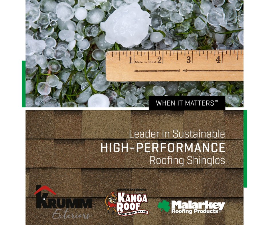 A shingle rubberized to repel hail... When it Matters™.

#SustainablePerformance #Hail #Roofing #GreenBuilding #HopToIt