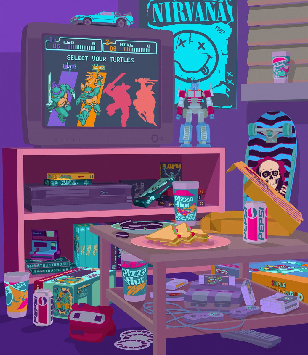 GN fam!🌜
From time to time, adults return to childhood to feel free and carefree again. Nostalgia for the 90s is an immersion in the unique retro atmosphere. This is the time when we spent hours playing our favorite video games🕹️, riding a skateboard or watching our favorite