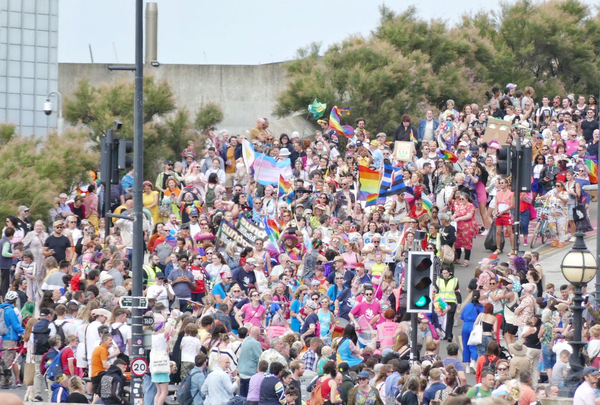Mahoosive turn out for the Pride Parade today :o .Well done to everyone involved . #pride2023 #prideparade #margatepride