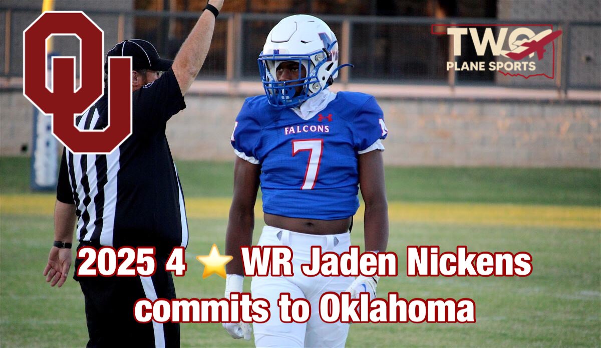 TwoPlaneSports's tweet image. The #Sooners are rolling and add a BIG in-state talent in 2025 4 ⭐️ WR Jaden Nickens! The #XXV class is going to be a HISTORIC class for #OU!