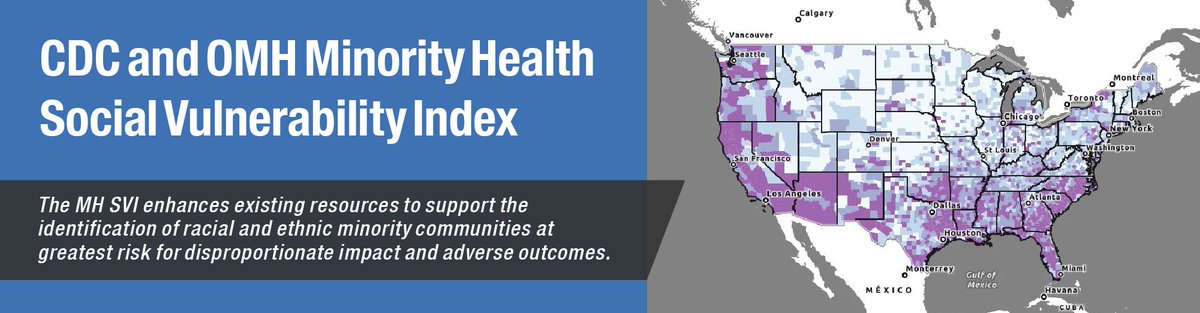The Minority Health Social Vulnerability Index, which identifies minority groups with the greatest risk of impact due to #COVID19, is one of many valuable resources on our Health Equity Research page ➡️ bit.ly/3DPQXLB @CDCHealthEquity @NIMHD @FDAHealthEquity @CDCgov