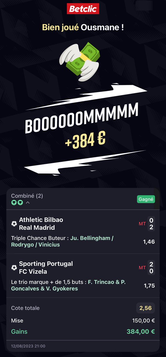 YousFoot's tweet photo. Merci ⁦@Betclic⁩ https://t.co/6QziDjcTnN