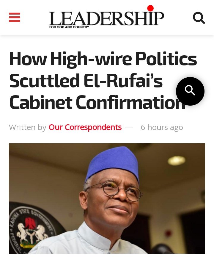 saleeenco's tweet photo. The Summary of Leadership News paper report with the caption “How High-wire Politics Scuttled El-Rufai's cabinet Confirmation”

✓After emerging victorious at the poll,  President Tinubu reportedly invited El-Rufai and told him that one of his campaign promises to Nigerians was uninterrupted power supply and that he had looked round and decided that El-Rufai was the man who could deliver for him on that promise.

✓At first, El-Rufai was said to have hesitated in accepting the offer. Over time, it took the interventions of some patriots and well-meaning Nigerians who allegedly prevailed on El-Rufai to accept the offer.

✓But, before he accepted the offer to serve, El-Rufai was said to have informed the President that based on his past experiences, it was imperative for gas to be under the same roof with the Federal Ministry of Power since gas was a critical component for electricity supply in this time and age, coupled with the drive for clean energy and climate change. It was said that if the proposal was accepted by the President, the new ministry would be known as Federal Ministry of Energy.

✓Informed sources also hinted that El-Rufai proposed the setting up of a National Energy Council under the Chairmanship of the President with representatives of the relevant ministries, agencies and departments, such as Federal Ministry of Finance, Federal Ministry of Petroleum, Federal Ministry of Environment and others.

✓With all these, it was gathered that the idea was for the President to drive the initiative for uninterrupted power supply while El-Rufai would  implement it as Minister of Energy. The President consented and asked him to assemble his team and get to work immediately.

✓So, with the Presidential directive, El-Rufai assembled a team and began working about three weeks before his name was sent, alongside others, to the Senate for screening on the 27th of July, 2023.

✓Surprisingly, when El-Rufai appeared before the Senate for the screening, a Senator from Kogi State, Sunday Karimi, after commending El-Rufai for his achievements in public office, said he had a petition against him that bothered on “security, unity and cohesiveness”. He urged the Senate to consider the petition while the screening the nominee.

✓When El-Rufai wanted to speak to the petition, the President of the Senate, Godswill Akpabio said he should not bother.

✓What has now emerged is that the National Security Adviser, Mallam Nuhu Ribadu, working in cahoots with the Chief of Staff, Mr. Femi Gbajabiamila, allegedly got a Director in the office of the DG, SSS, to sign the letter when the helmsman of the secret service purportedly refused to do the hatchet job.

✓Reliable sources alleged that Vice-President Kashim Shettima, Ribadu and Gbajabiamila feel threatened by El-Rufai, especially if he is able to deliver on the task. They do not  want him to serve in the government and succeed because they are already planning for 2027 or 2031, as the case may be and they see him as a potential threat to their aspirations.

✓But sources say they are also being propelled by other forces outside the government.

✓Some stakeholders in the Power Sector who have been paid between N2billion and N3billion as subsidies for electricity are afraid that with El-Rufai coming onboard, the free money will stop.

✓They allegedly lobbied the President not to make El-Rufai the Minister of Energy because they contributed to his campaign.

In a nutshell these were among the reason why we think Malam Nasir El-rufai can deliver by showing his readiness to the task.

On the other hand you can see the invisible hands that wanted to stop him from getting the Senate confirmation.

Source: Leadership Newspaper

Salenco confirmed😎